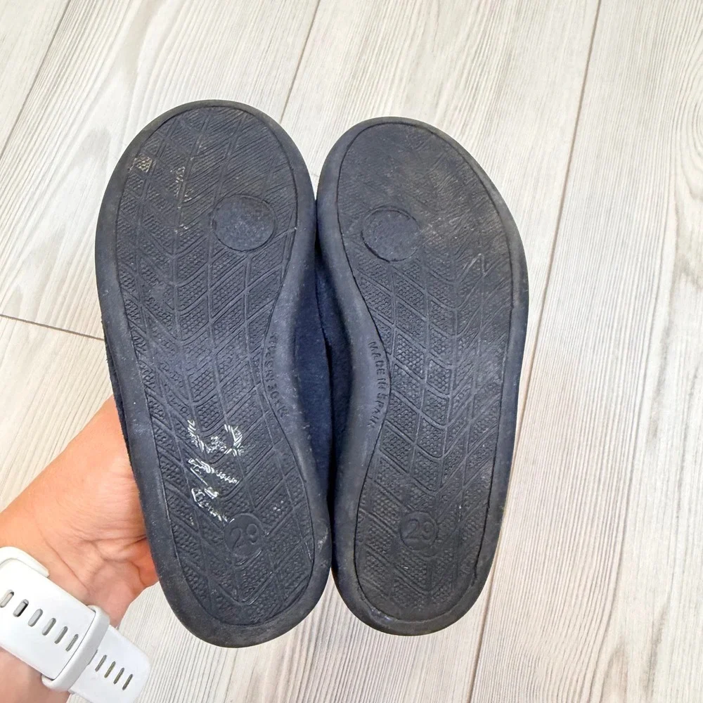 Elephantito Girls Navy Blue Suede Pom Pom Ballet Flats Made in Spain Size 29 12